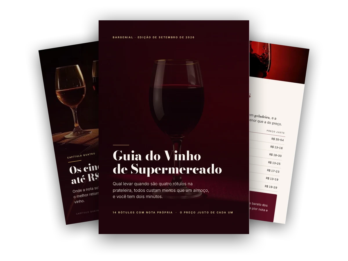 Guia do Vinho de Supermercado — capa e páginas internas