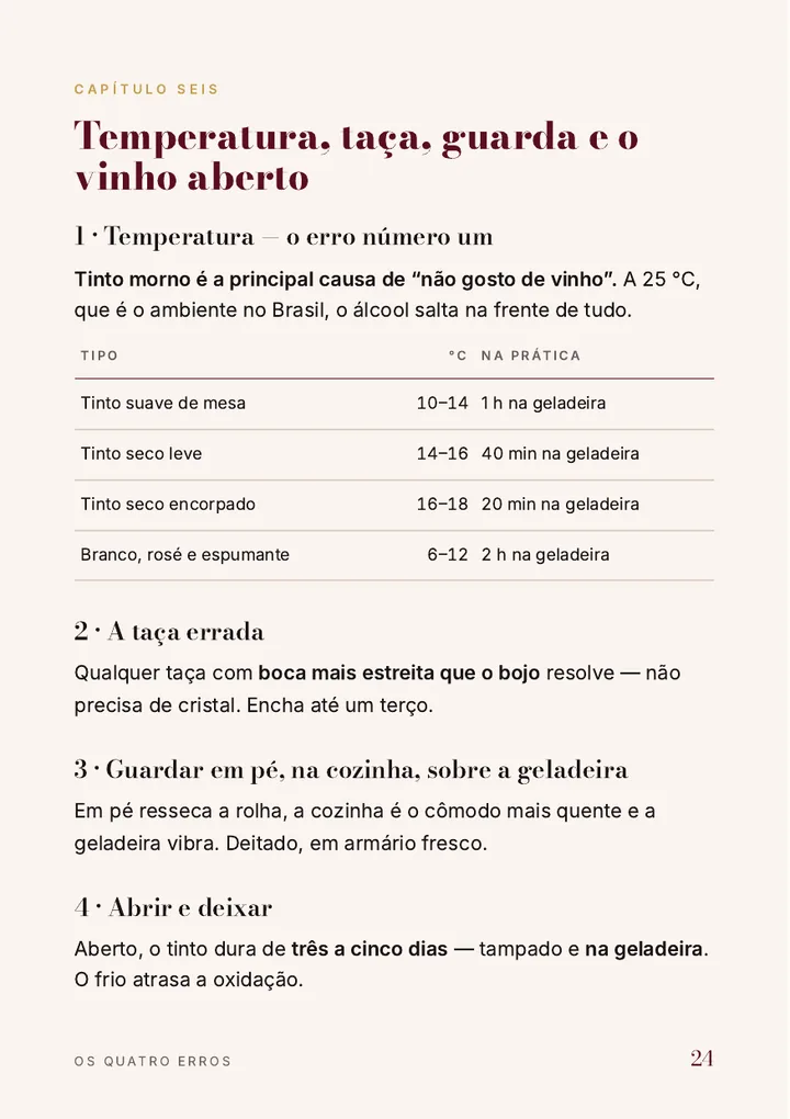 Os quatro erros que estragam vinho bom