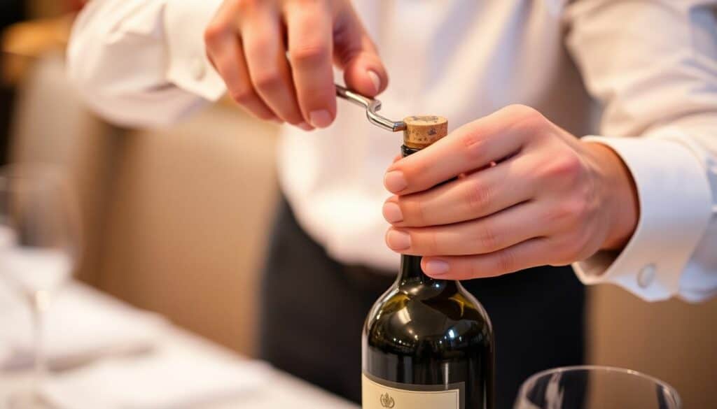 Sacando a rolha do vinho
